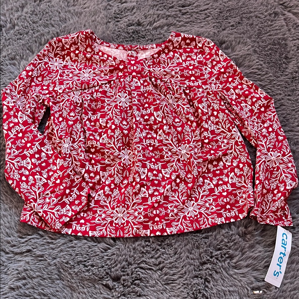 Carter's Red and White Floral Kids Blouse